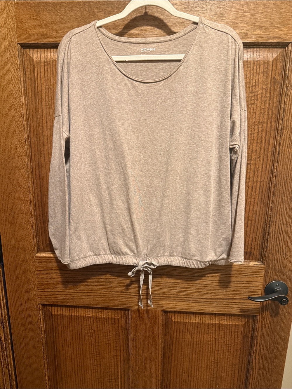 Talbots Haven Scoop Neck Tan Ribbon Gathered Waist Large